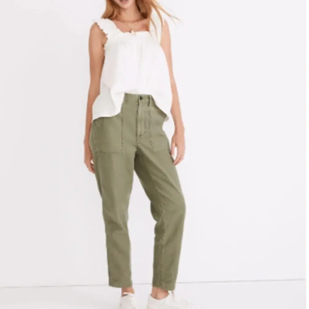 Madewell Griff Tapered Fatigue Pants Womens Size 26P Green 100% Cotton Normcore - Picture 5 of 5